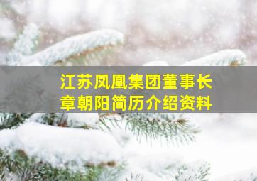 江苏凤凰集团董事长章朝阳简历介绍资料