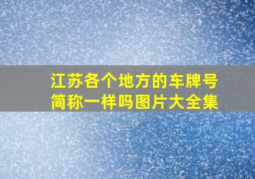 江苏各个地方的车牌号简称一样吗图片大全集