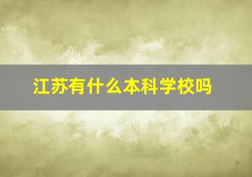 江苏有什么本科学校吗