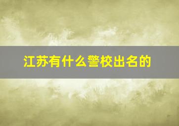 江苏有什么警校出名的