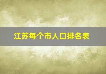 江苏每个市人口排名表