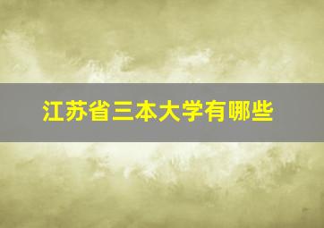 江苏省三本大学有哪些