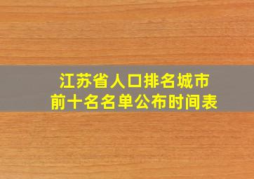 江苏省人口排名城市前十名名单公布时间表