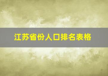 江苏省份人口排名表格