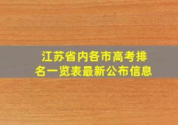 江苏省内各市高考排名一览表最新公布信息