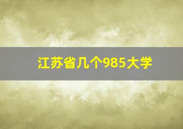 江苏省几个985大学