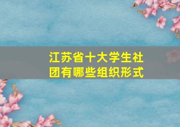 江苏省十大学生社团有哪些组织形式