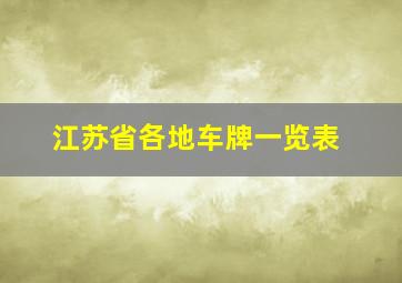 江苏省各地车牌一览表