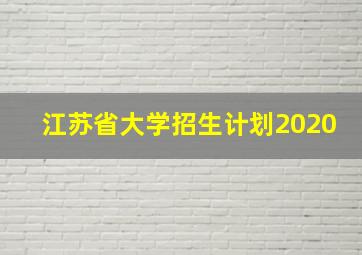 江苏省大学招生计划2020