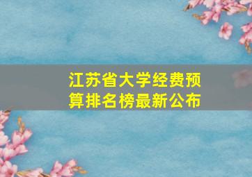 江苏省大学经费预算排名榜最新公布