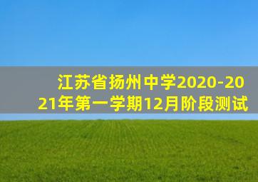 江苏省扬州中学2020-2021年第一学期12月阶段测试