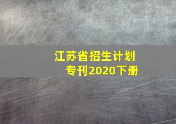 江苏省招生计划专刊2020下册