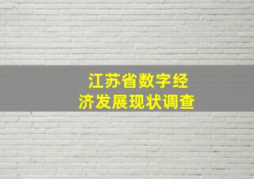 江苏省数字经济发展现状调查