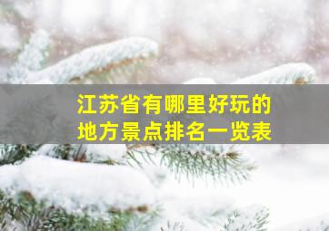 江苏省有哪里好玩的地方景点排名一览表