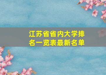 江苏省省内大学排名一览表最新名单