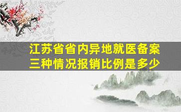 江苏省省内异地就医备案三种情况报销比例是多少