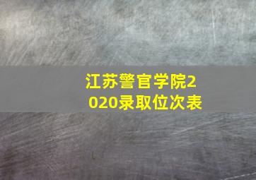 江苏警官学院2020录取位次表