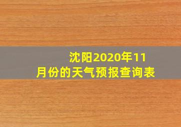 沈阳2020年11月份的天气预报查询表