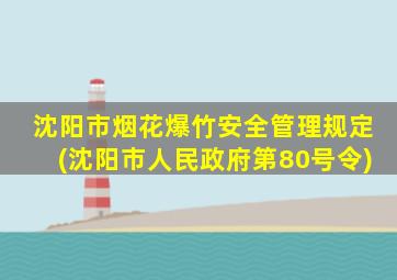 沈阳市烟花爆竹安全管理规定(沈阳市人民政府第80号令)