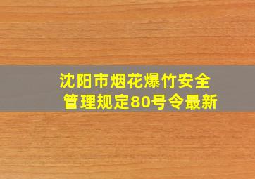 沈阳市烟花爆竹安全管理规定80号令最新