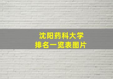 沈阳药科大学排名一览表图片