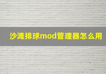 沙滩排球mod管理器怎么用