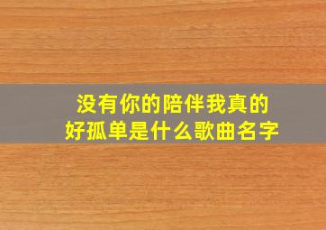 没有你的陪伴我真的好孤单是什么歌曲名字