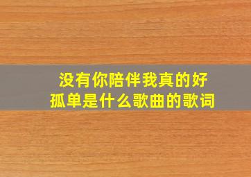 没有你陪伴我真的好孤单是什么歌曲的歌词