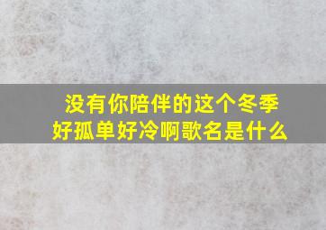 没有你陪伴的这个冬季好孤单好冷啊歌名是什么