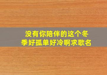 没有你陪伴的这个冬季好孤单好冷啊求歌名