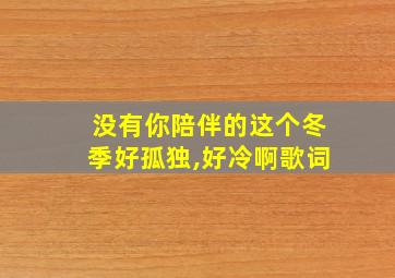 没有你陪伴的这个冬季好孤独,好冷啊歌词