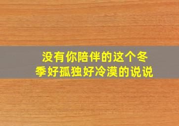 没有你陪伴的这个冬季好孤独好冷漠的说说