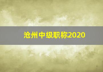 沧州中级职称2020