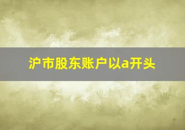 沪市股东账户以a开头