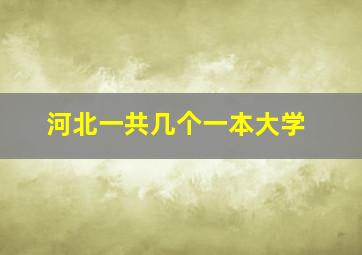 河北一共几个一本大学