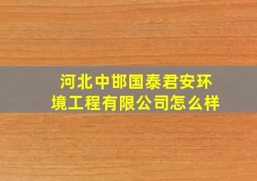 河北中邯国泰君安环境工程有限公司怎么样