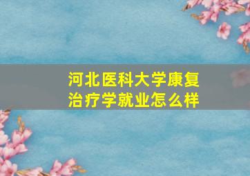 河北医科大学康复治疗学就业怎么样