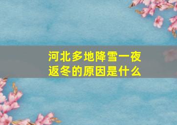 河北多地降雪一夜返冬的原因是什么