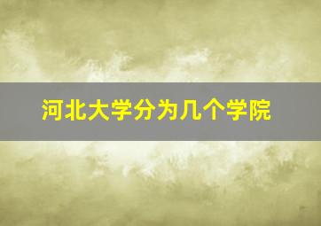 河北大学分为几个学院