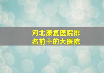 河北康复医院排名前十的大医院