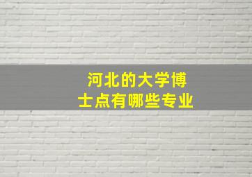 河北的大学博士点有哪些专业