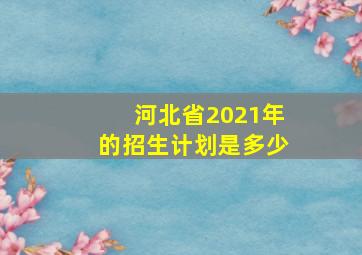 河北省2021年的招生计划是多少