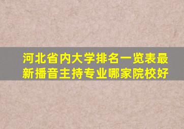 河北省内大学排名一览表最新播音主持专业哪家院校好