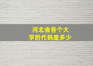 河北省各个大学的代码是多少