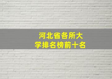 河北省各所大学排名榜前十名