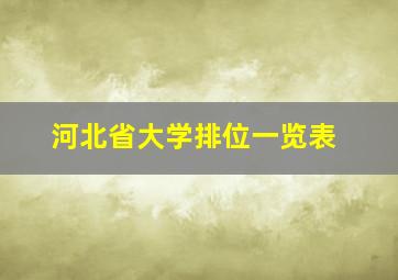 河北省大学排位一览表