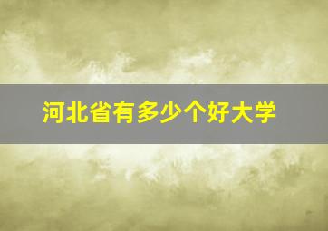 河北省有多少个好大学