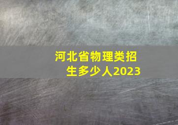 河北省物理类招生多少人2023