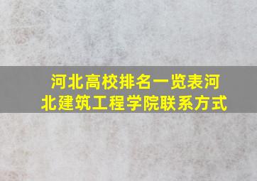 河北高校排名一览表河北建筑工程学院联系方式