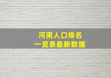 河南人口排名一览表最新数据